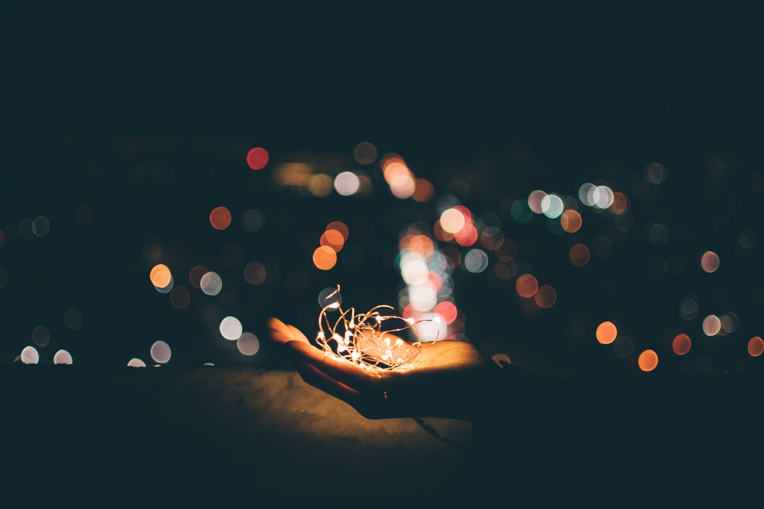 Person Holding String Lights